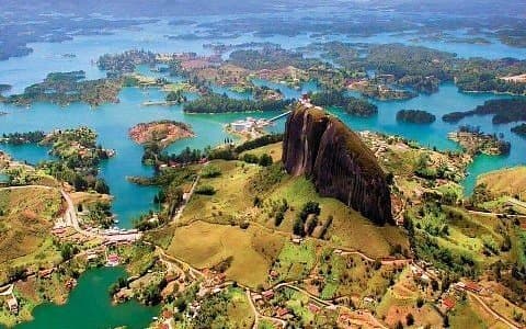 Guatapé, Colombia — colorful houses and Piedra del Peñol